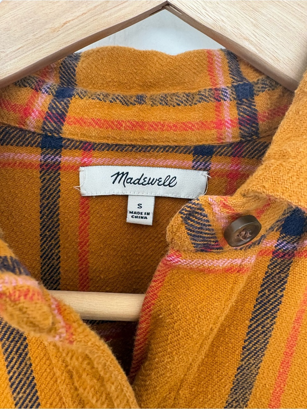 Madewell Plaid Button-Up Shirt - Mustard Orange - Picture 2 of 6